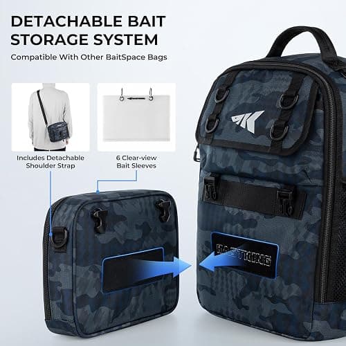KastKing BaitSpace Fishing Sling Bag, Fishing Backpack with Rod & Beverage Holder, Tackle Bag for Fishing Gear thumbnail 4