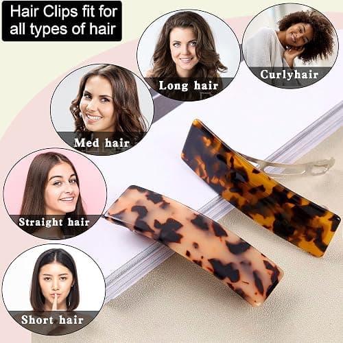 2 Pièces Grande Barrettes À Cheveux Chic, Rectangle Barettes Cheveux Pince À Cheveux, Automatique Barrette Cheveux Ecailles thumbnail 5