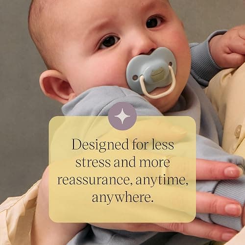 Tommee Tippee Anytime Matte Newborn Pacifier, 0-6 Months, Pack of 6 | Symmetrical Baglet, BPA-Free Silicone Soother, Blue & Green thumbnail 7