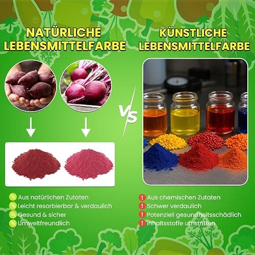 Natürliche Lebensmittelfarbe - 10 Pflanzliche Lebensmittelfarbe Pulver, 100% Natürliches Lebensmittelfarben Set, Frei von Künstlichen Farbstoffen, Ideal für Fondant, Buttercreme, Macarons, Backen thumbnail 4