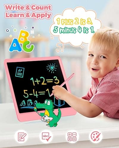 KOKODI 12 Inch LCD Writing Tablet with Anti-Lost Stylus, Erasable Doodle Board Colorful Toddler Drawing Pad, Car Travel School Games Toys for 3 4 5 6 7 8 Kids, Birthday Gift for Girls Boys Adults Pink thumbnail 4