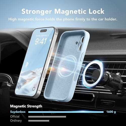 SuydanBox Magnetic for iPhone 16 Plus Case, Compatible with MagSafe, [Full Camera Protection][Screen Protector] Silicone Shockproof Protective Phone Case for iPhone 16 Plus 6.7", Light Blue thumbnail 3
