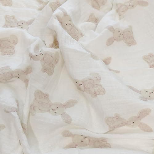 Gunnaicat Baby Soft Muslin Thick Blanket Cotton and Dotted Backing Double Layer Receiving Blanket 40"x40" Bunny thumbnail 6