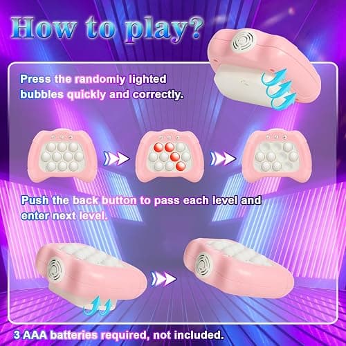 AOTIBO Fast Push Machine Light Up Fidget Toys for Kids Adults, Handheld Game for Kids 3-12, Quick Push Bubble Stress Toy, Sensory Toys Travel Games, Xmas Birthday Gifts for Boys Girls (Pink) thumbnail 3