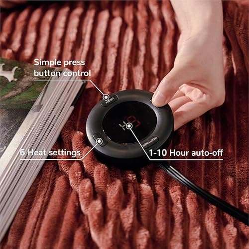 Heated Blanket Full Size 72"x84",ETL Certification-6 Heating Levels Electric Blanket&1-10 Hour Auto Off,Machine Washable Heating Blanket(RED) thumbnail 2