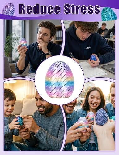 4PCS Twisty Fidget Egg, 3D Printed Spiral Fidget Toy, 3D Printed Slippery Egg Fidget, Easter Basket Stuffers, Dragon Egg Desk Toy for Teens Kids Adults (Style-A) thumbnail 6