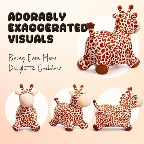 VangeBow Inflatable Plush Bouncy Horse Animal Hopper for Toddlers (Giraffe) | Soft, Durable Plush Cover, Gift for 1-5 Year Old Boys & Girls, CPC Tested, Pump Included, Indoor Outdoor Play, Easy to Clean thumbnail 3