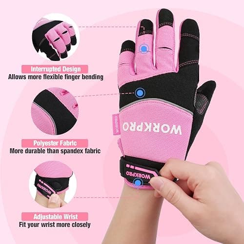 WORKPRO Safety Work Gloves, Mechanic Working Gloves for Men Women, Touch Screen, Terry Fabric, Non-Slip thumbnail 4