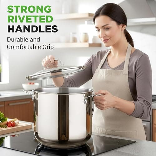 NutriChef 19-Quart Stainless Steel Stockpot – 18/8 Food Grade Heavy-Duty Induction-Compatible Pot with See-Through Lid, Ideal for Stews, Broths, Simmering & Soups, Dishwasher Safe – NCSP20 thumbnail 6