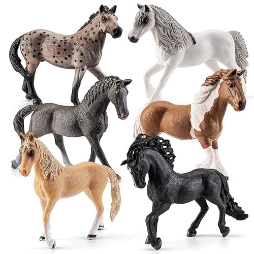 THINKBAY 6PCS 6 Inch Large Horse Figurines - Solid Farm Animal Toys | Realistic Farm Animals, Horse Figurines, Learning Toys for Toddlers, Party Favors, Birthday Gift, Cake Toppers, Gift for Kids - Image 1