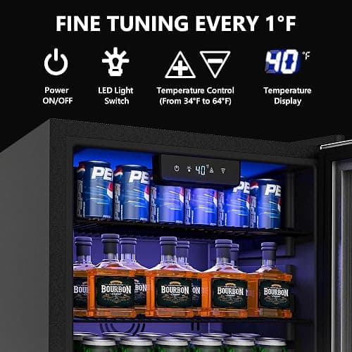 Icyglee Beverage Refrigerator Cooler, 126 Can Mini Fridge with Glass Door for Wine, Soda Beer, Beverage Cooler for Home, Bar, Office with Adjustable Removable Shelves, Black thumbnail 4