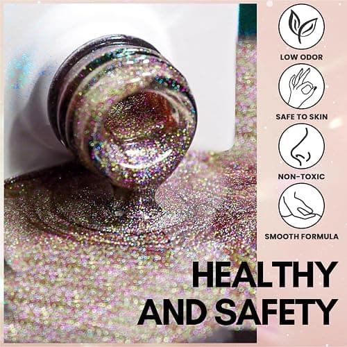 Makartt Cat Eye Gel Nail Polish: Universal Rainbow Holographic Gel Polish Bronze Gaze Sparkly Glitter Unique Magnetic Effect Nail Gels for DIY Nail Art UV LED Soak Off Manicure 10ml thumbnail 8