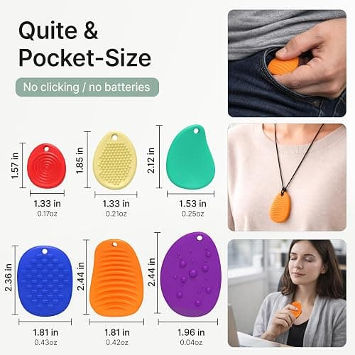 SLOKZ Worry Stones for Anxiety - 6 Pack Adult Fidget Toys & Sensory Stones, Quiet Fidget Toys, Fidgets for Adults with Key Ring & Neck String, Adult Fidgets thumbnail 5