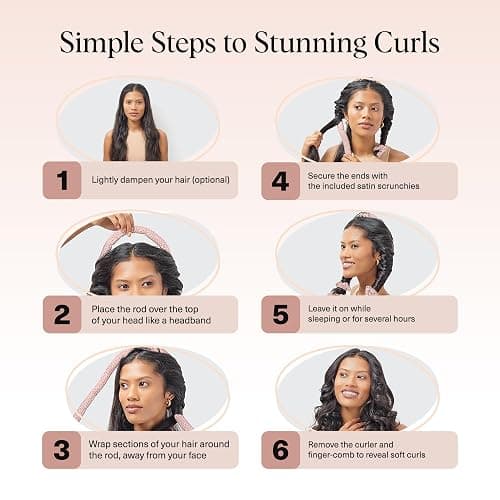 Kitsch Satin Heatless Curling Set – Heatless Curls Overnight with 34" Hair Curler & 2 Satin Scrunchies – Comfortable Hair Curlers to Sleep In for Frizz-Free, No Heat Damage Styling - Micro Dot thumbnail 7