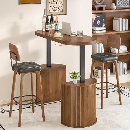 Xyulmeo Mid Century Modern Electric Standing Desk with Storage, 55 x 22 Inch Small Sit Stand Up Desk, Wood Adjustable Height Computer Executive Desk for Home Office, Laptop, Walnut thumbnail 7