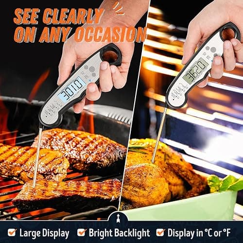 Digital Meat Thermometer, Waterproof Instant Read Food Thermometer for Cooking and Grilling, Kitchen Gadgets, Accessories with Backlight & Calibration for Candy, BBQ Grill, Liquids, Beef, Turkey… thumbnail 3