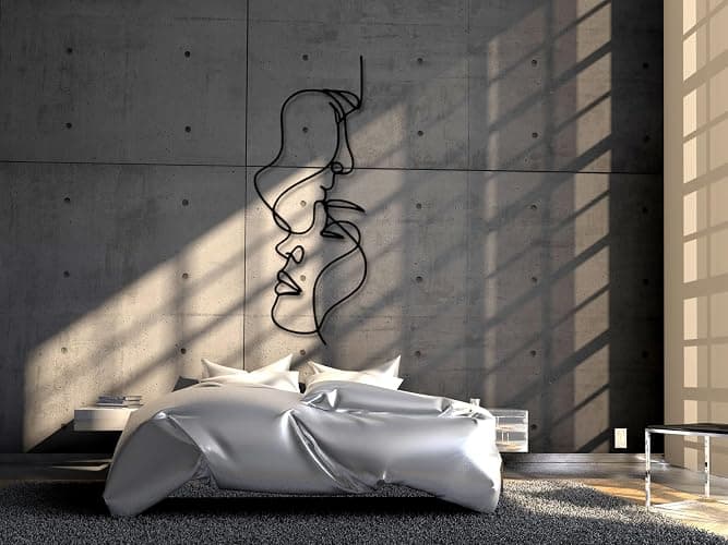 VAILLA Wall Art Decor Minimalist Abstract Woman and Man Face Wall Decoration Wooden Modern 3D Wall Sculptures Couple Love Line Drawing Wall Art Decor Female Single Line Wall Home Hanging for Bedroom Kitchen Bathroom Living Room - 27.5L" x 11W" thumbnail 2