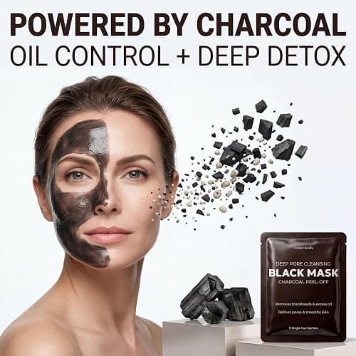 Black Mask Peel Off Face Mask with Activated Charcoal Powder – Korean Blackhead Remover Mask for Nose & Face, Pore Cleaner, Clay Mask & Strips Alternative, Face Mask Skincare for Men & Women, Gift Set thumbnail 5