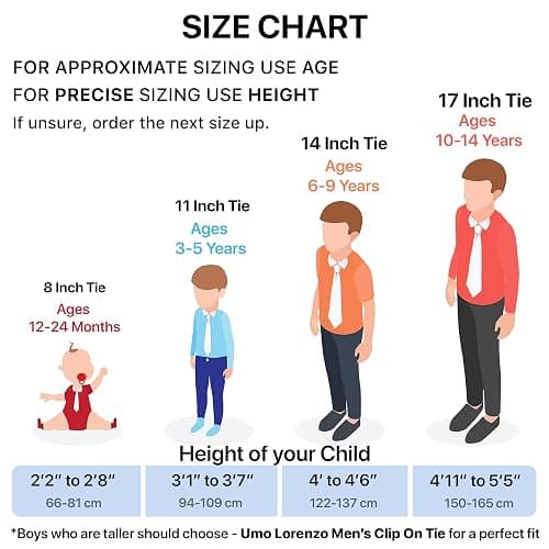 Umo Lorenzo Boys Clip on Tie Solid Neck Tie for Infants, Kids and Teens Up to 15 Years Old thumbnail 2