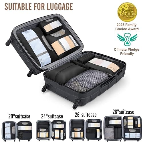 Veken 10 Set/8 Set Packing Cubes for Travel Essentials, Suitcase Organizer Bags in 4 Sizes, Carry-On Luggage Accessories with Large Laundry & Toiletry Bag, Must-Have for Airplane, Road Trip & Camping thumbnail 6