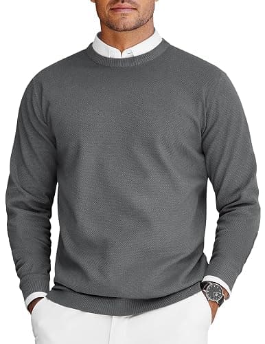 COOFANDY Mens Crew Neck Sweaters Long Sleeve Lightweight Knit Dress Pullover Sweaters - Image 1