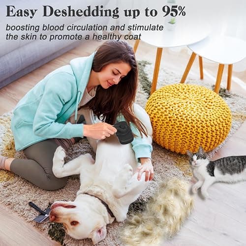 Dipoo Self Cleaning Shedding Brush - Skin Friendly Grooming Tool for Dogs, Cats, and Puppies, Deshedding and Hair Removal for Long and Short Haired Pets, Black thumbnail 5