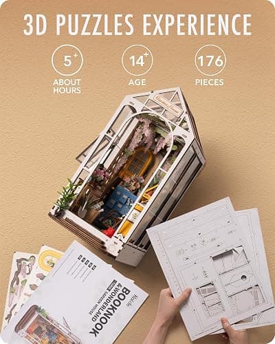 Rolife DIY Book Nook Kit Garden House, DIY Miniature Booknook Kit 3D Creative Decorative Bookend Bookshelf Insert 3D Puzzle for Adults, Halloween/Christmas Decorations/Gifts for Adults (Garden House) thumbnail 8