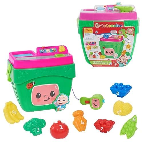 CoComelon Veggie Fun Learning Basket, Pretend Play Food, Preschool Learning and Education, 10-pieces, Music and Sounds, Kids Toys for Ages 18 Month by Just Play - Image 1