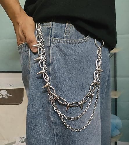 QWALIT Pants Chain for Men Pocket Chain for Pants Jean Chains for Men Jean Chains Chains for Jeans Biker Chain Hip Chain Jean Chains for Women Pants Chain for Women Hip Jewelry for Women Punk Chain thumbnail 3
