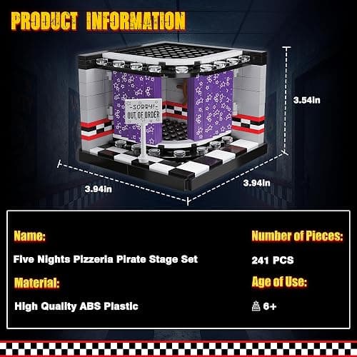 Five Nights Pirate Stage Pizzeria Cove Building Blocks Set, Monster Classic Horror Game Halloween Creative Festival Bricks Kit Toys Gifts Merch, Suitable for Fans Boys Girls Kids thumbnail 3