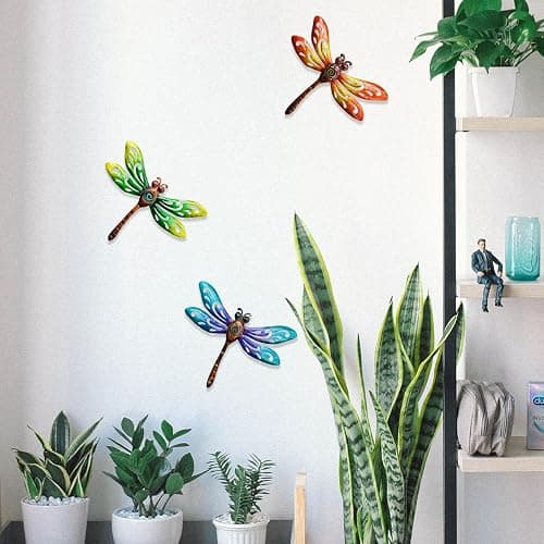Yonivexis Metal Dragonfly Wall Decor Outdoor wall Art Hanging Decorations Living Room Bedroom Fence Dragonfly Garden Decor, Style1 | Hanging Living Room Bedroom Fence Dragonfly Garden Decor thumbnail 7