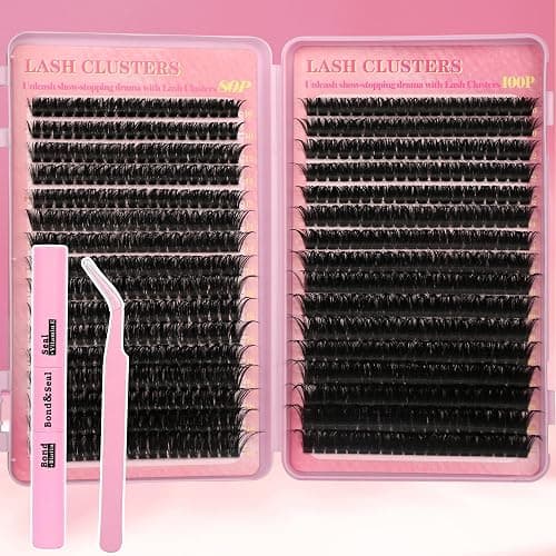 Gmagictobo Lash Extension Kit Lash Clusters Kit 640Pcs Volume Eyelash Clusters C Curl Lashes Clusters DIY Cluster Eyelash Extensions With Lash Bond and Seal Lash Tweezers - Image 1