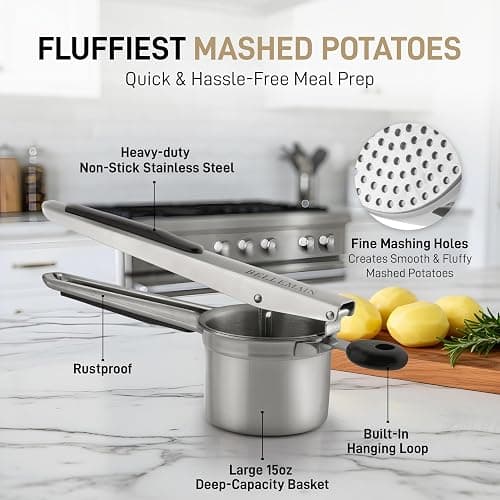 Bellemain Large Potato Ricer 15oz – Heavy Duty Stainless Steel Potato Masher for Smooth Mashed Potatoes, Baby Food & Gnocchi Maker thumbnail 3