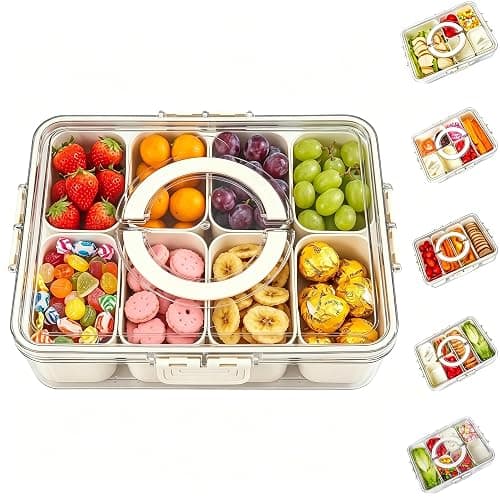Divided Serving Tray with Lid and Handle - Image 1