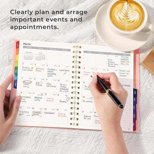 Academic Diary 2025-2026 Weekly Planner, A5 Week to View Teacher Planner - 30-Minute Appointment Book, Mid Year Diary August 2025 - July 2026 with Colorful Monthly Tabs, Boost Productivity - Pink thumbnail 4