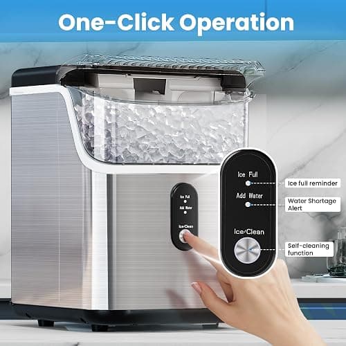 Electactic Countertop Nugget Ice Maker Pro - 34lbs/24H, Self-Cleaning Pellet Ice Machine with Soft Chewable Ice, One-Touch Operation for Home, Kitchen, Office (Silver) thumbnail 4
