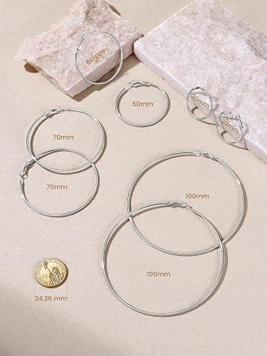 KeyStyle Gold Hoop Earrings for Women, Stainless Steel Hoops Earring Lightweight Loops, 2 mm Thick Hypoallergenic Circle Endless Thin Hoop (20/30/40/50/60/70/80/90/mm) thumbnail 8