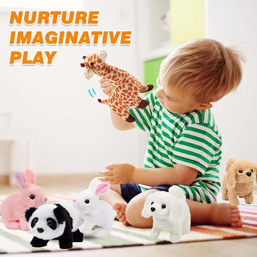 Hopearl Walking Dog Bichon Interactive Electronic Pet Plush Toy Puppy Woof and Moving Animated Nodding Head Gifts for Toddlers Birthday, White, 18cm thumbnail 7