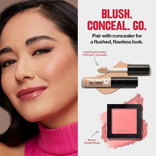 Revlon Powder Blush Face Makeup, High Impact Buildable Color, Lightweight & Smooth Finish, 014 Tickled Pink, 0.17 oz thumbnail 7