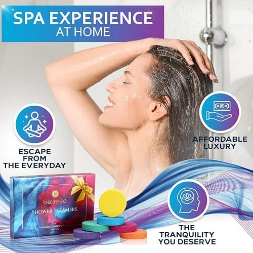 Aromatherapy Shower Steamers Gift Set, Six Fizzies - Uplifting, Relaxing, Stress Relief Scents for Women and Men - Self Care Home Spa Experience - Christmas Day Stocking Stuffers and Relaxation Gifts thumbnail 7