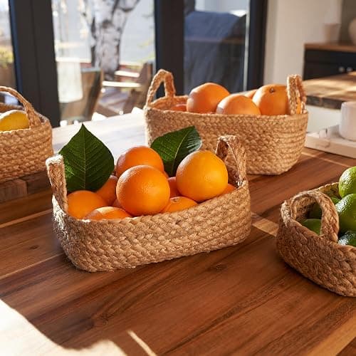 Beautiful Storage Basket Set of 4 - Natural Jute Rope Baskets for Shelves Are Perfect for Organizing Your Home - Quality Storage Bins Easily Fit With Any Nursery or Bedroom Decor thumbnail 2