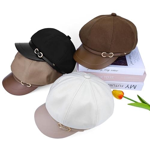 Busnos Newsboy Hats for Women and Men Beret Women's Hats & Caps Fall and Winter Womens Hat y2k Hat Women's Octagonal Cap thumbnail 6