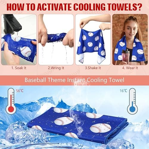 Peryiter 12 Counts Mini Cooling Towel, 30" x 9" Baseball Softball Soccer Golf Sweat Towel, Breathable Chilly Rag, Microfiber Sport Rags for Team Gym Running Coach Gift thumbnail 3