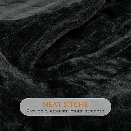 TOONOW Fleece Blanket Fuzzy Plush Throw Blanket 50" x 60", Super Soft Fluffy Bed Blanket Geometric Pattern Comfy Microfiber Flannel Blankets for Couch, Bed, Sofa, Black thumbnail 5