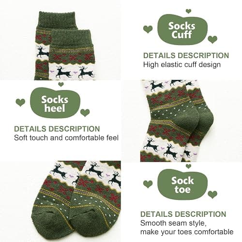 ICEIVY Socks Women, Soft Knit Wool Winter Thick Warm Cabin Fuzzy Crew Women Socks 5 Pack thumbnail 2