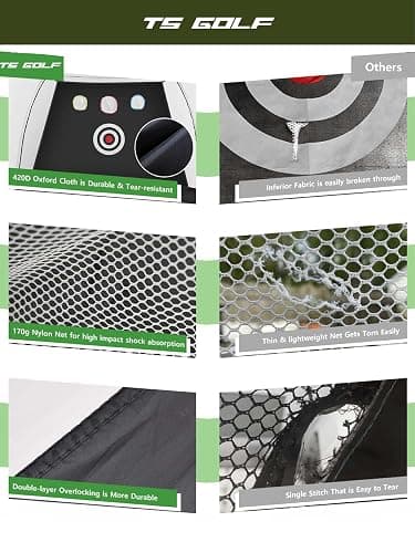 TS Golf- Golf Practice Net - 10x7ft - XL Tri-Turf Golf driving net and Mat, 3 Balls, 3 Rubber Tees, Carry Bag, golf nets for backyard driving thumbnail 3
