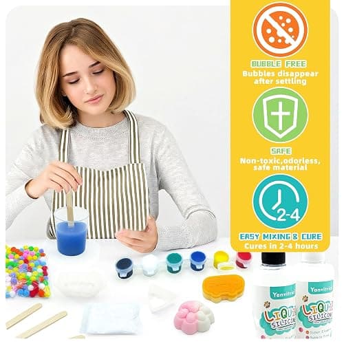 Yanvitrial Taba Squishy Kit - 18OZ Rubber Squishys Kit with Guided, Make Your Own Squishies Kit - FuFu Squishy Kit with Mold, Flocking Powder - Stress Relief Entertainment thumbnail 4