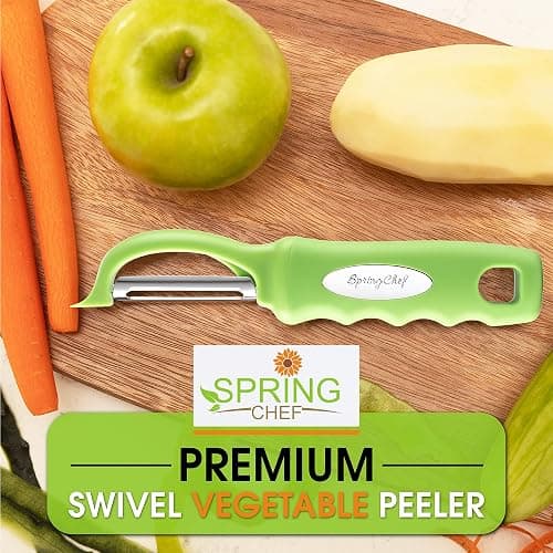 Spring Chef Swivel Vegetable Peeler for Kitchen w/Soft Grip Handle, Green | Premium Potato Peeler w/ Ultra Sharp Stainless Steel Blades, Multifunctional Veggie Peeler for Apple, Carrot, Cucumber, Fruit thumbnail 7