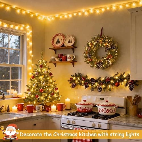 JMEXSUSS 100 LED Warm White Christmas Lights, Indoor String Light Bedroom 8 Modes Christmas Tree Lights Plug in, 33ft Connectable Fairy Twinkle Light Outdoor for Home Garden Xmas Tree Decor thumbnail 4