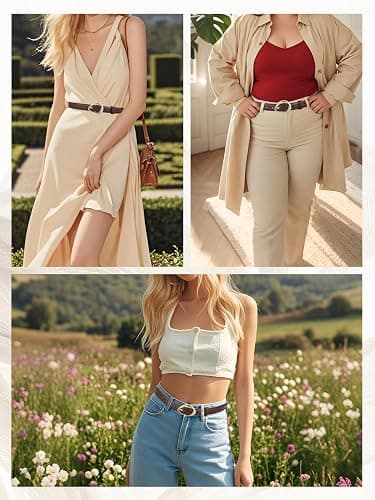 Harwez Women's Skinny Leather Belt for Jeans Dresses Pants Ladies Thin Soft Waistband with Gold Buckle Black Brown Belt thumbnail 6